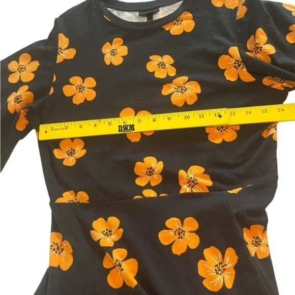 Who What Wear‎ Bell Sleeve Crewneck A-Line Dress | Black & Orange | Size… - Picture 7 of 9